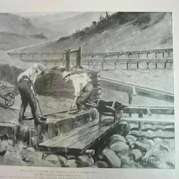 Art Print Canada Gold Mining Euston Klondike Washup Bonanza Creek Antique 1898 - Picture 2 of 10